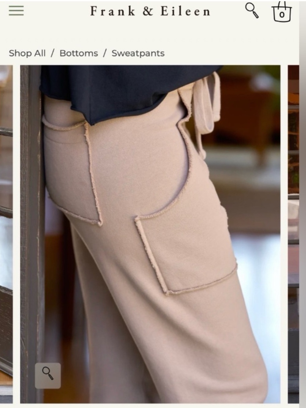 Frank & Eileen Wide-Leg Track Pants in Soft Beige size XL